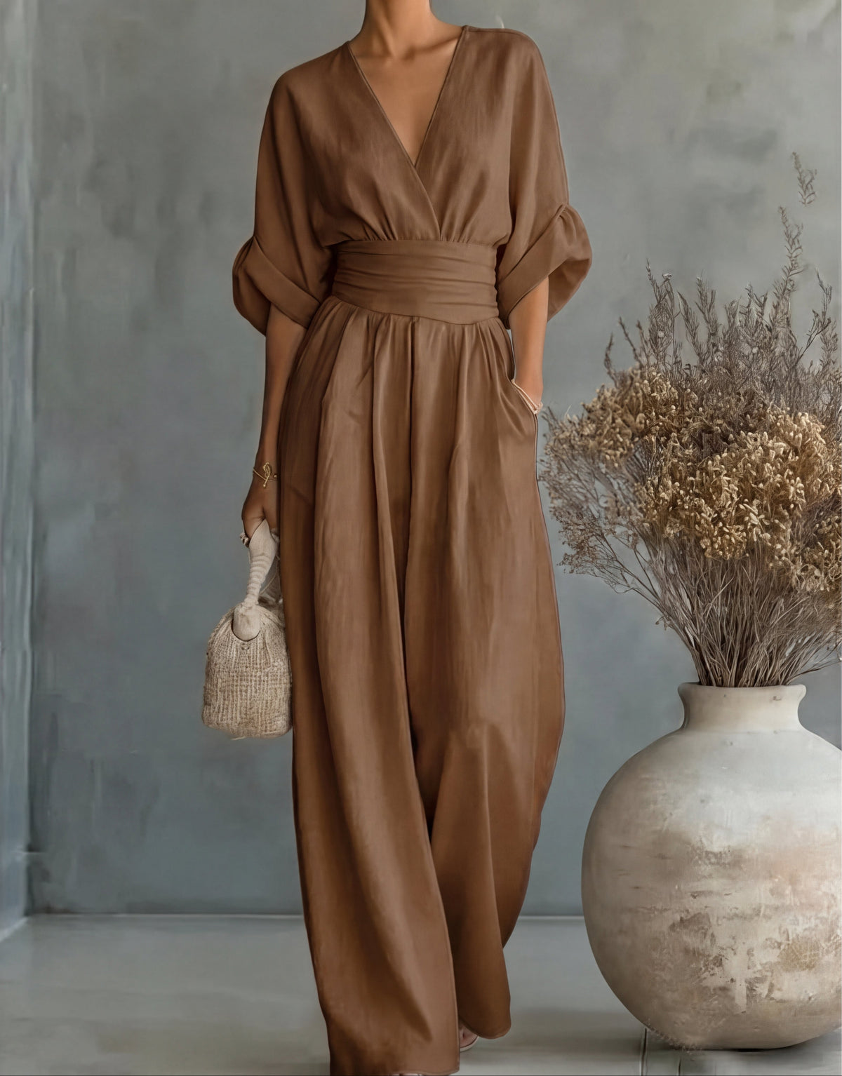 Xylora - Premium V-Neck Wide-Leg Jumpsuit