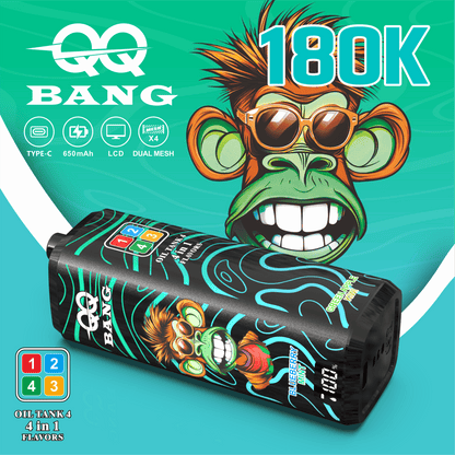 QQ Bang 180000 180K Puffs 4 In 1 Flavors LCD Display Rechargeable Disposable Vape