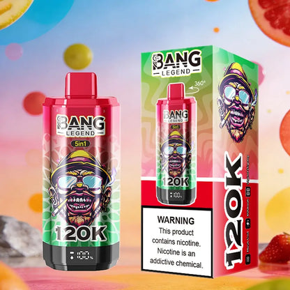 Bang Legend 120000 120K Puffs 5 in 1 Flavors & 5 oil tanks Rechargeable LCD Display Disposable Vape EU Warehouse