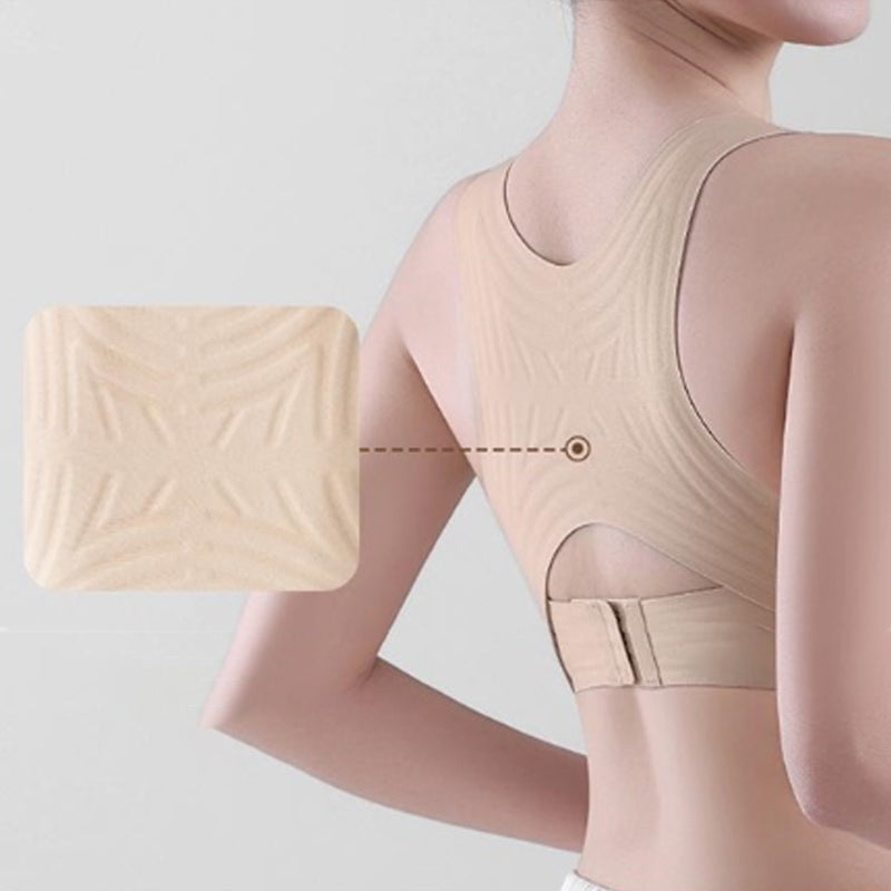 【Postural correction】Women’s Beige Wireless Bra, Soft Breathable Non-removable Moulded Cups, Yoga Fitness Sportswear for Gym & Daily Training