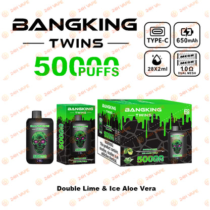 Bang King Twins 50000 50K Puffs 2% 3% 5% Nicotine Double Taste LED Display Disposable Vape