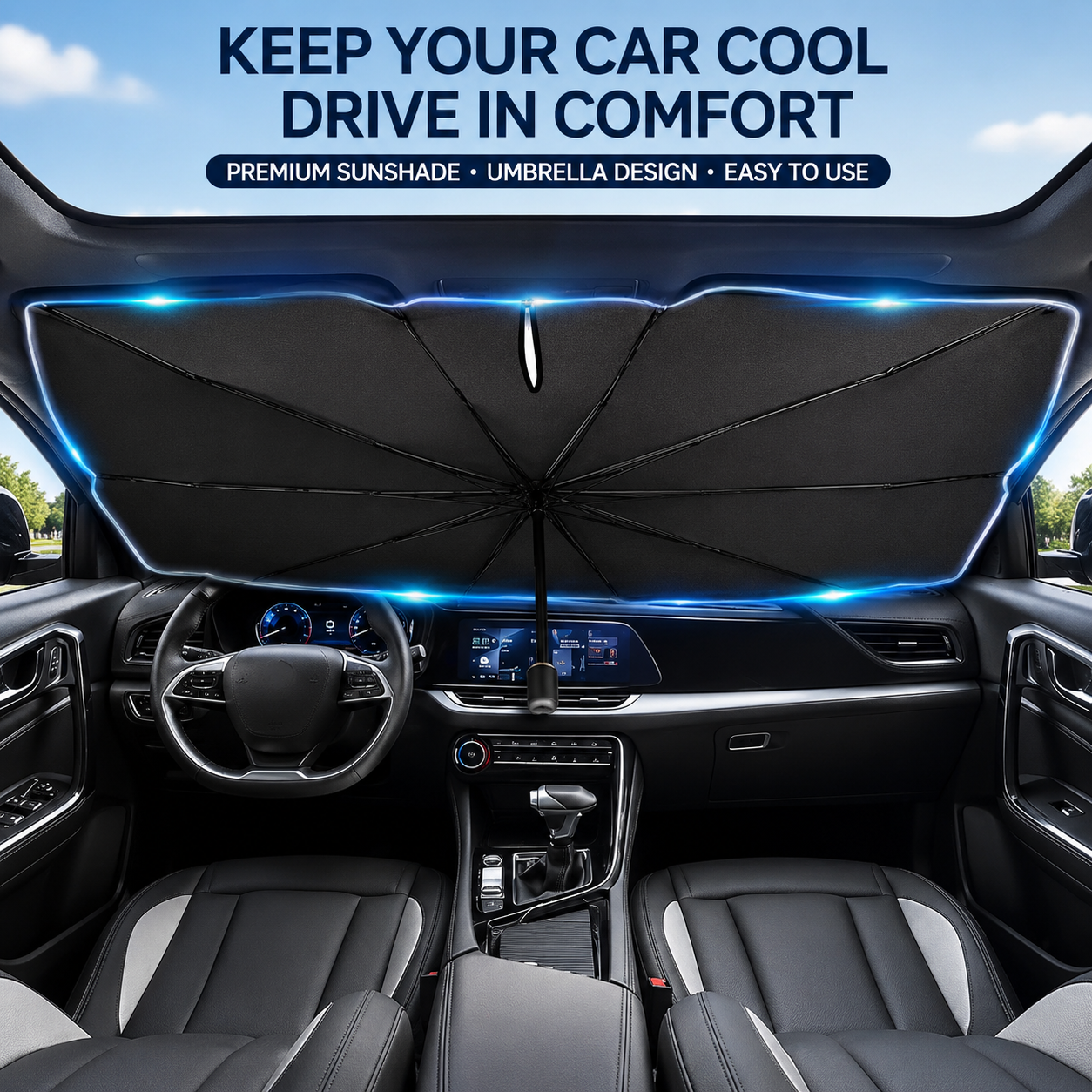 🎁2026 New Arrivals 50% OFF💥50K+ SOLD! Upgraded Car Windshield Sun Shade Umbrella☂️