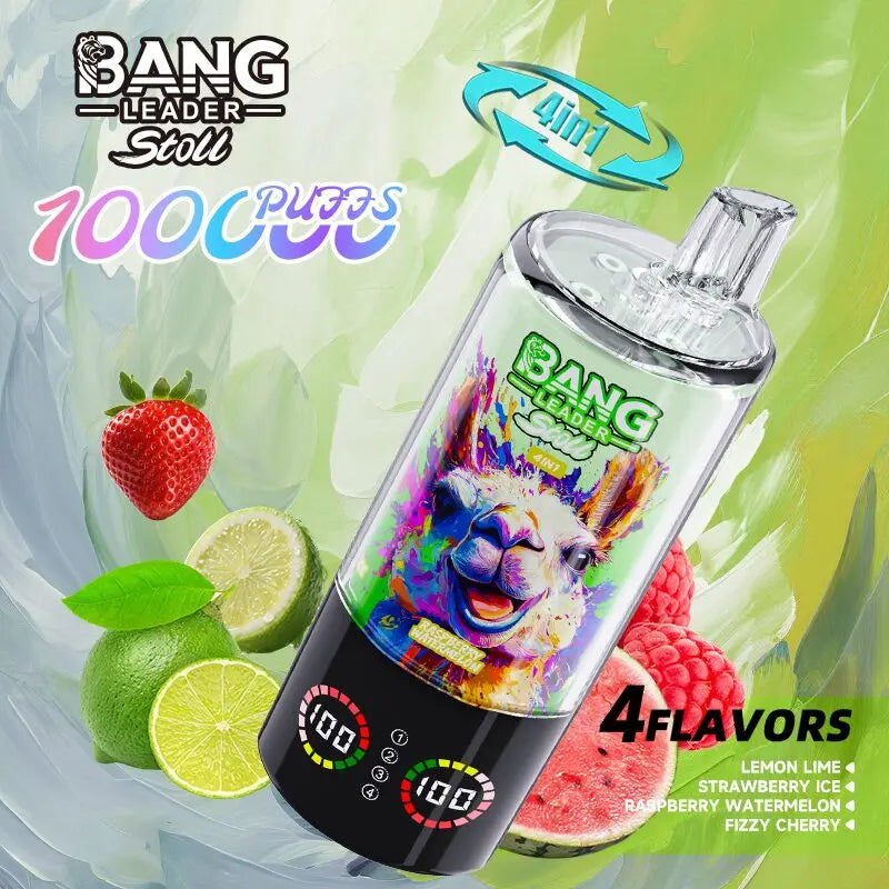Bang Leader Stoll 100K 100000 Puffs 4 in 1 Flavors & Quad Mesh Coil LED Display Disposable Vape