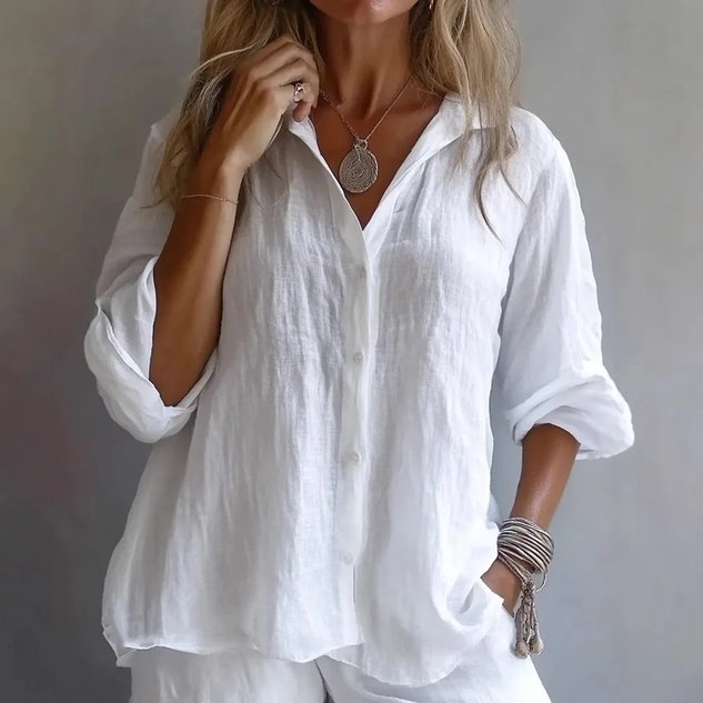 Shirt Collar Long Sleeve Plain Regular Micro-Elasticity Regular Fit Shirt For Women
