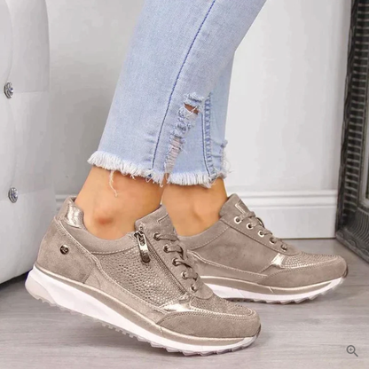 Raina - Lace Up Sneakers With Side Zip Casual Fit