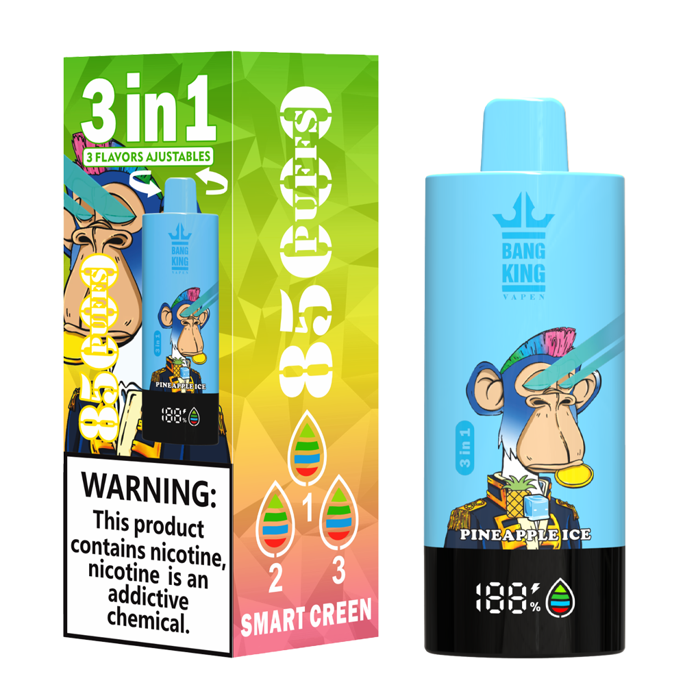 Bang King 85000 85k Puffs 3 in 1 Flavors Newest Original Rechargeable LCD Display Disposable Vape