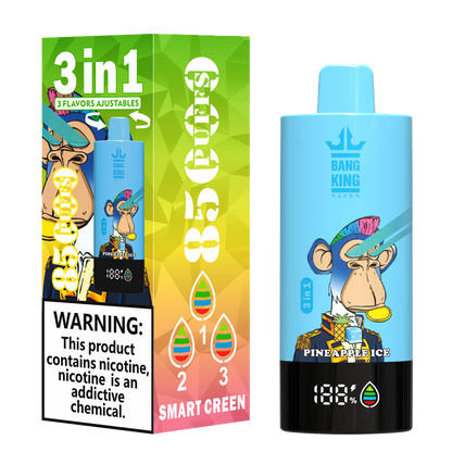 Bang King 85000 85k Puffs 3 in 1 Flavors Newest Original Rechargeable LCD Display Disposable Vape