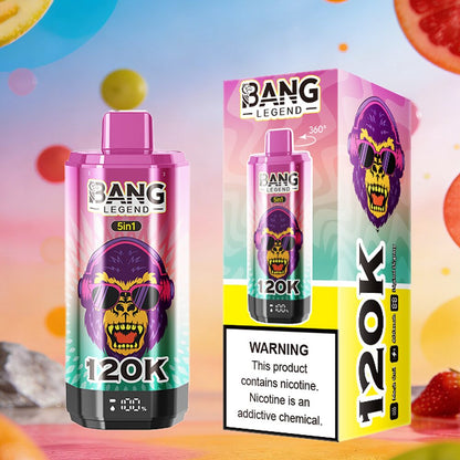 Bang Legend 120000 120K Puffs 5 in 1 Flavors & 5 oil tanks Rechargeable LCD Display Disposable Vape EU Warehouse