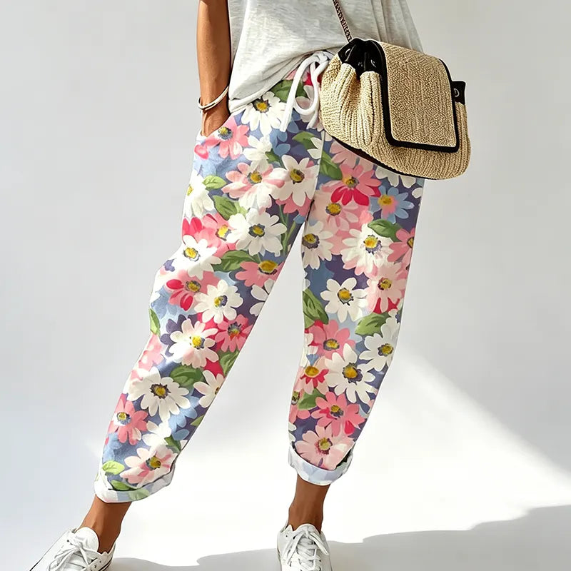 Solene - Floral Print Jogger Trousers