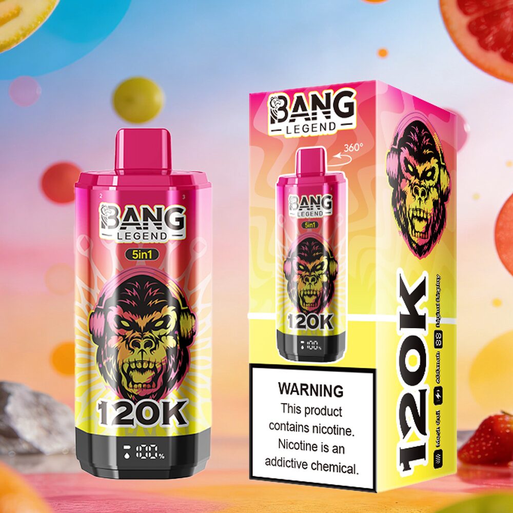 Bang Legend 120000 120K Puffs 5 in 1 Flavors & 5 oil tanks Rechargeable LCD Display Disposable Vape EU Warehouse