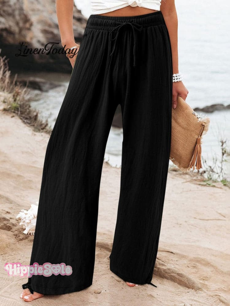 Women's Cotton And Linen Wide Leg Casual Pants