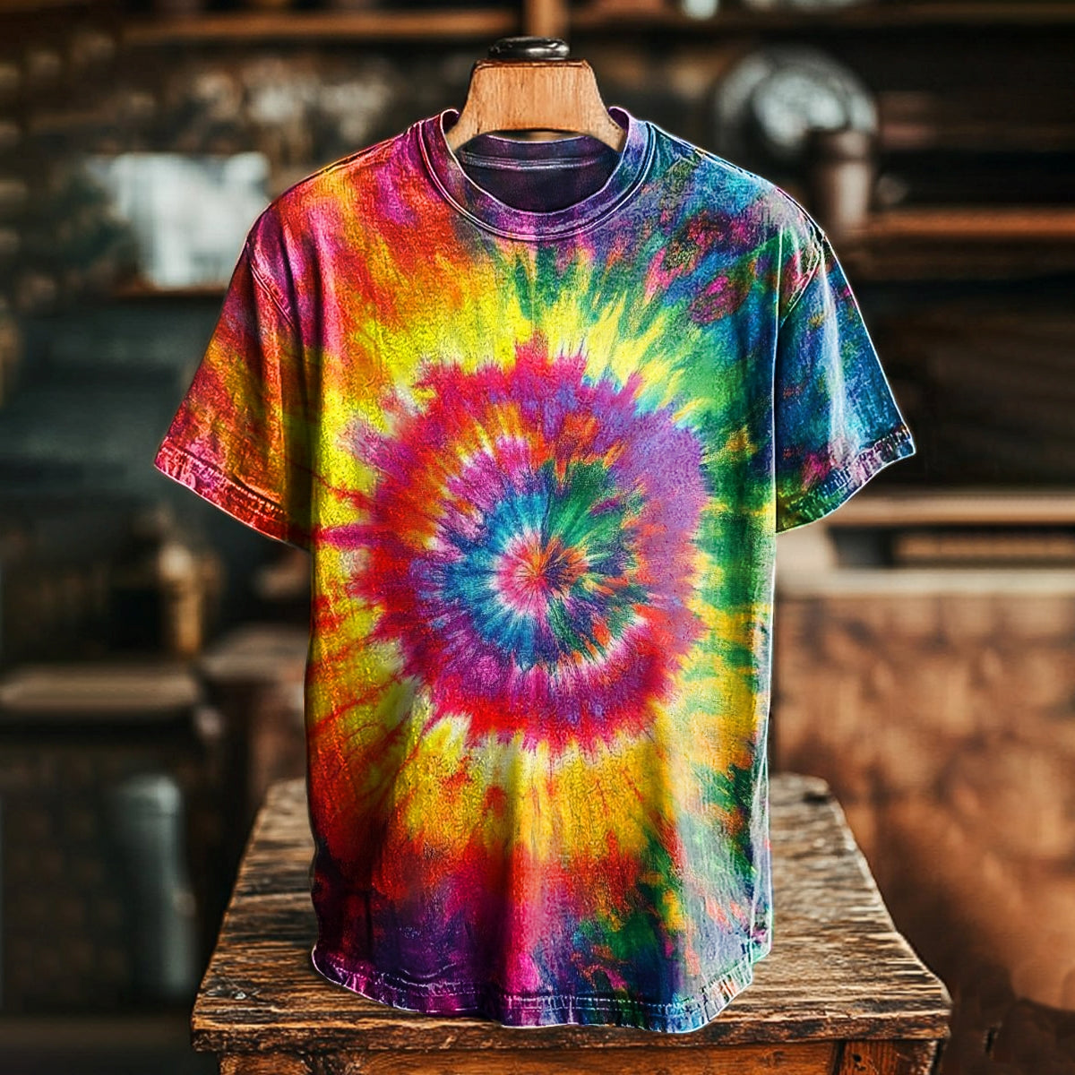 Unisex Tie-Dye Art Print Short Sleeve T-Shirt