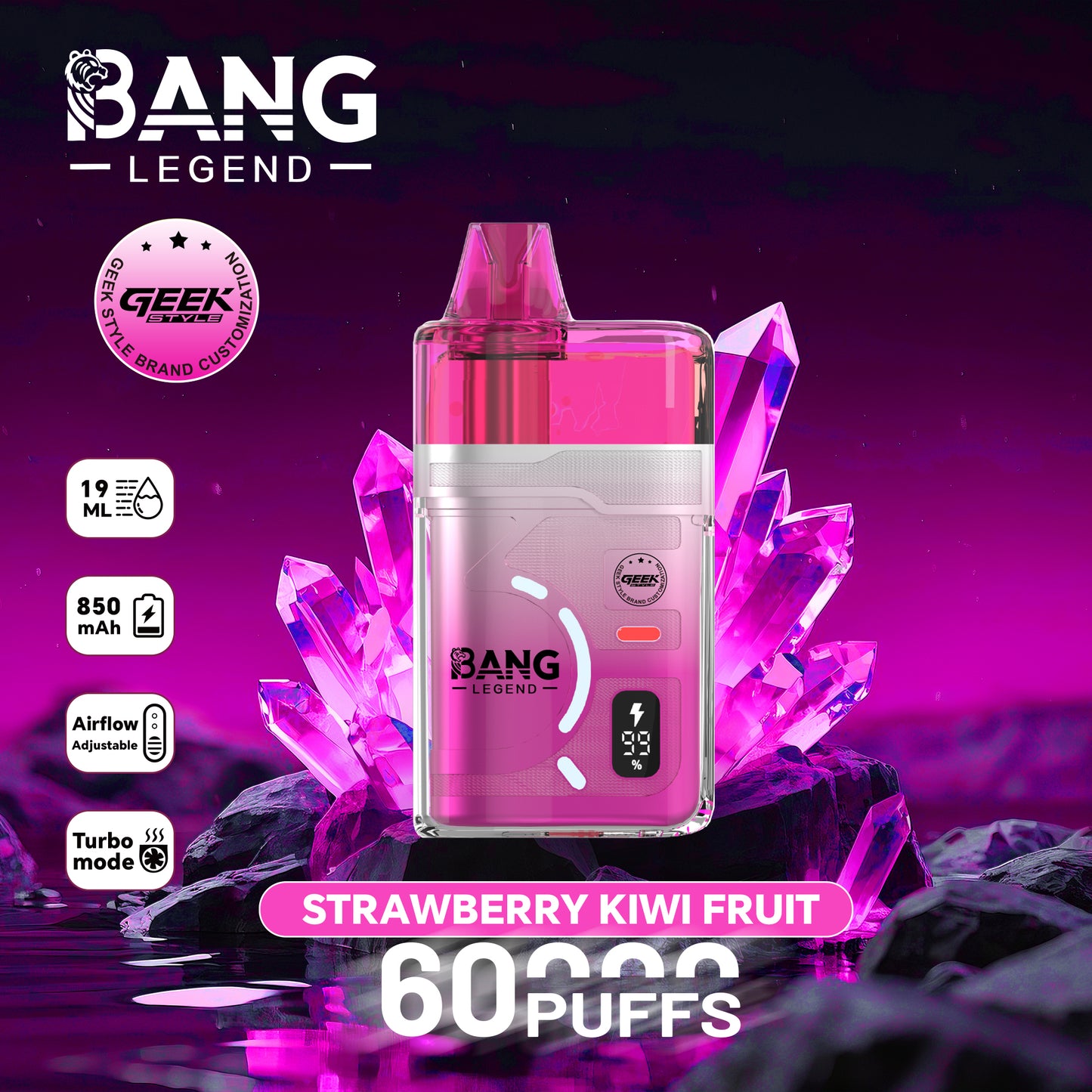 Bang Legend Geek 60000 60K Puffs Airflow Adjustable & Turbo Mode Disposable Vape