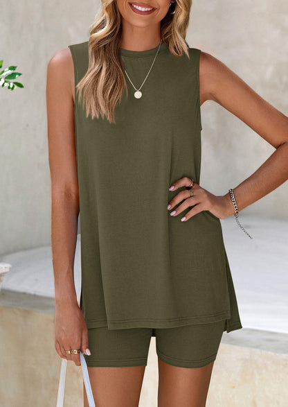Selestia - Sleeveless Lounge Top and Shorts Set