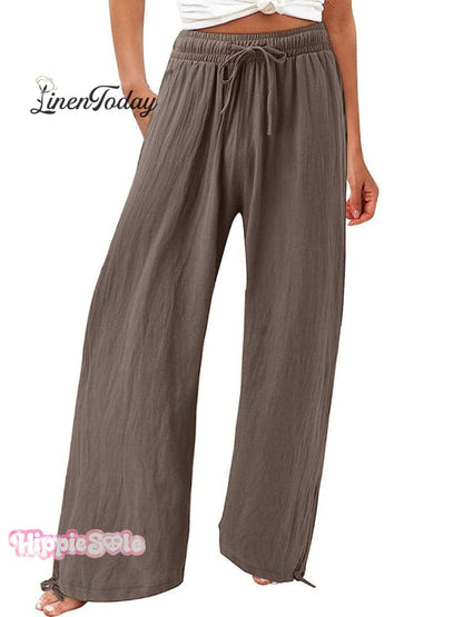 Women's Cotton And Linen Wide Leg Casual Pants