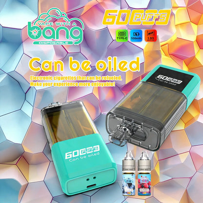 Bang 60K 60000 Puffs Dual Flavors Rechargeable Original Refillable Oil Vape