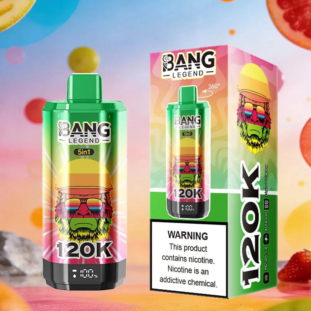 Bang Legend 120000 120K Puffs 5 in 1 Flavors & 5 oil tanks Rechargeable LCD Display Disposable Vape EU Warehouse