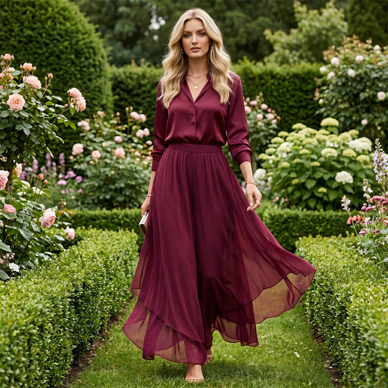 Hope - Chiffon Overlay Wide Leg Trousers