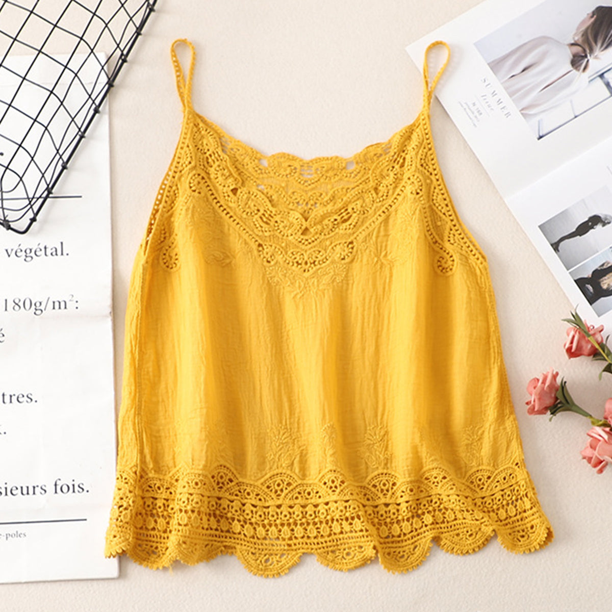 Women's Embroidery Cotton And Linen Camisole