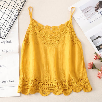 Women's Embroidery Cotton And Linen Camisole