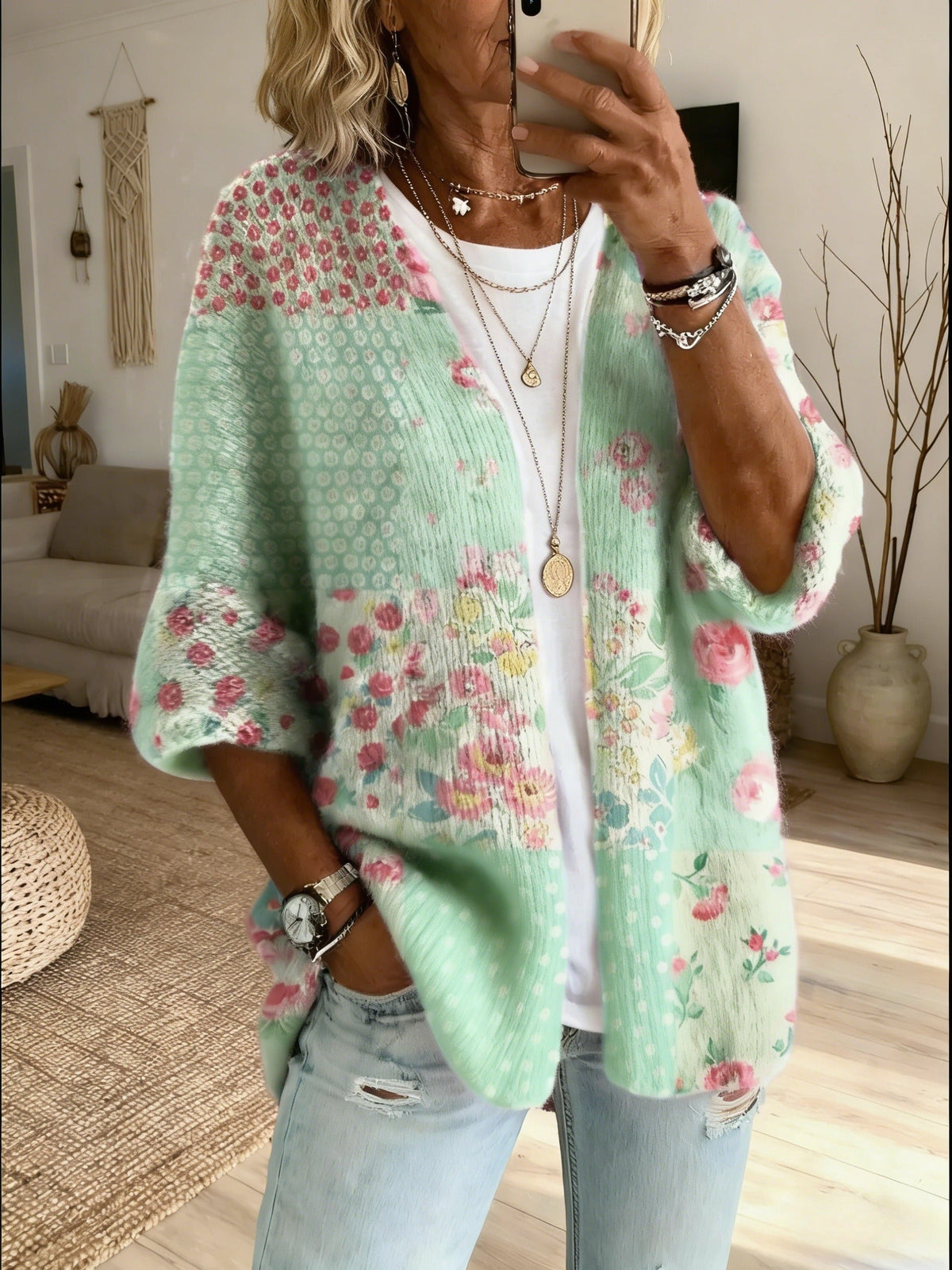 Xamira - Printed Open Front Cardigan