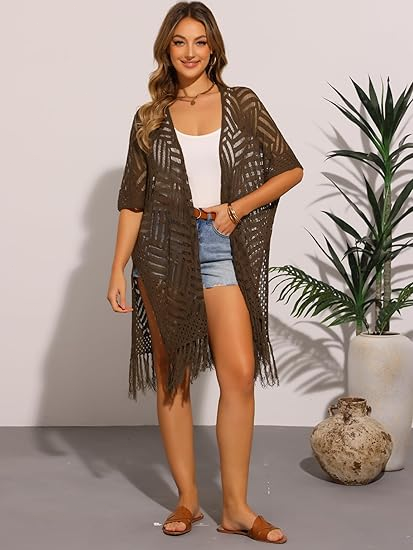 🥳2026 HOT SALE🥳💞50K+ SOLD!🌸☀️ 50% OFF! Oversized Knit Cardigan – Lightweight crochet tassel kimono for spring & summer. Breathable viscose‑nylon blend – no itch, no cling – layer over anything! 🧶✨