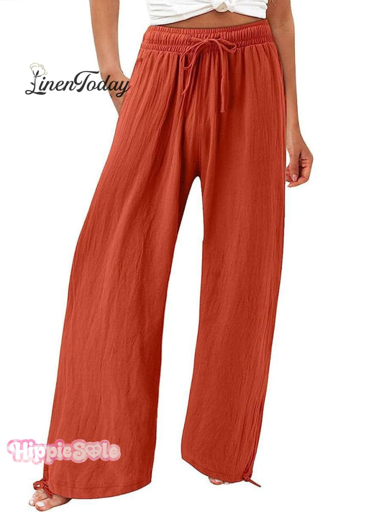 Women's Cotton And Linen Wide Leg Casual Pants