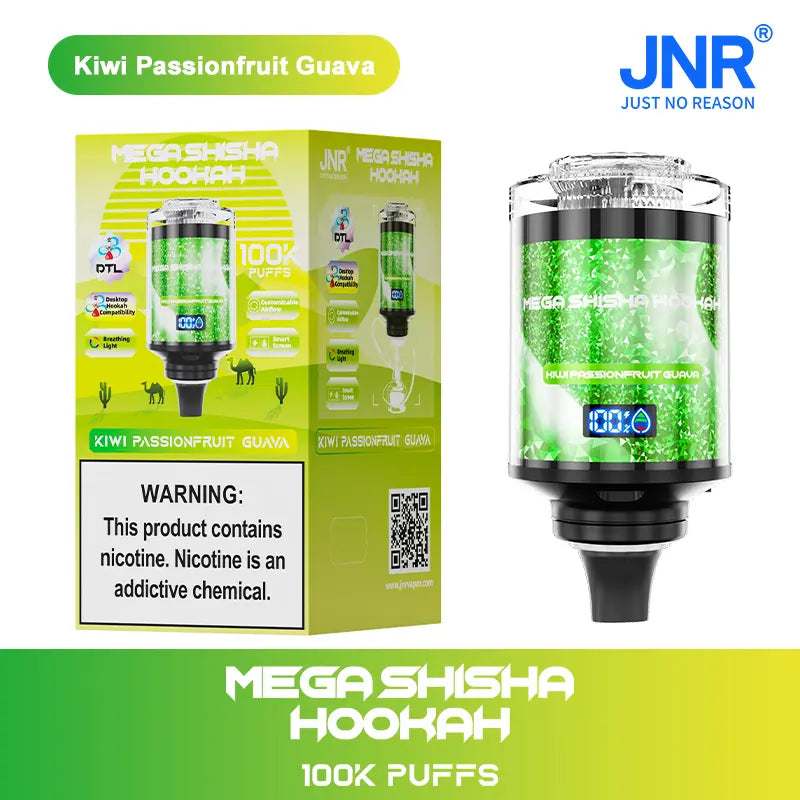JNR Mega Shisha Hookah 100000 100K Puffs Large Capacity LED Display Disposable Vape