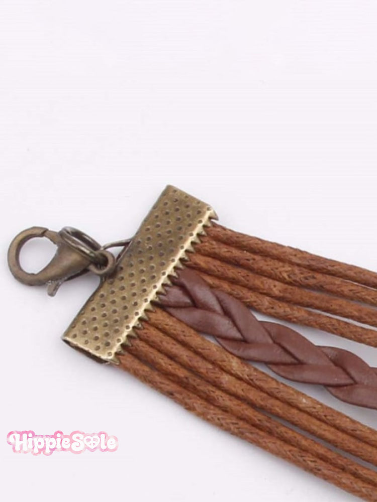 Life Tree Believe Vintage Leather Rope Bracelet