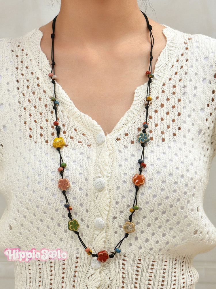 Handmade Colorful Braided Ceramic Beads Necklace