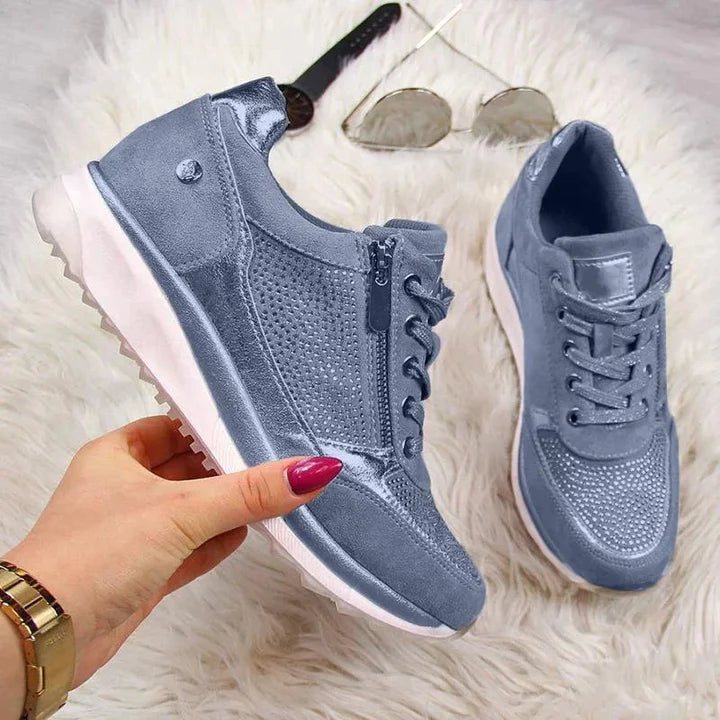 Raina - Lace Up Sneakers With Side Zip Casual Fit