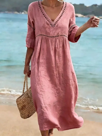 Quessia - Soft-Touch V-Neck Dress
