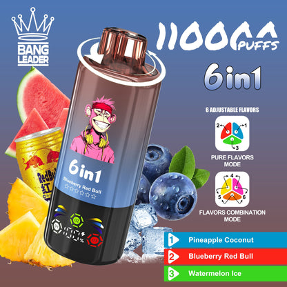 Bang Leader 110000 110K Puffs 6 in 1 Flavors Newest Original Rechargeable LED Display Disposable Vape