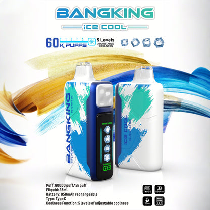 Bang King Ice Cool 60000 60K Puffs Original Adjustable Ice level LED Display Disposable Vape