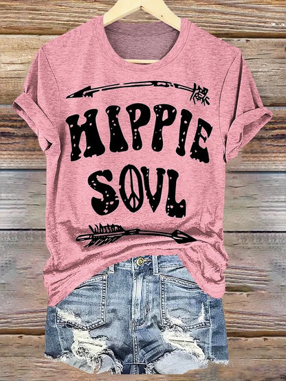 Letter Short Sleeve Crew Neck Boho Dress