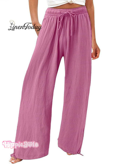 Women's Cotton And Linen Wide Leg Casual Pants