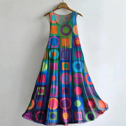 Women's Retro Abstraction Art Print Casual Cotton Linen Shirt