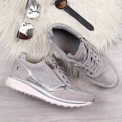 Raina - Lace Up Sneakers With Side Zip Casual Fit
