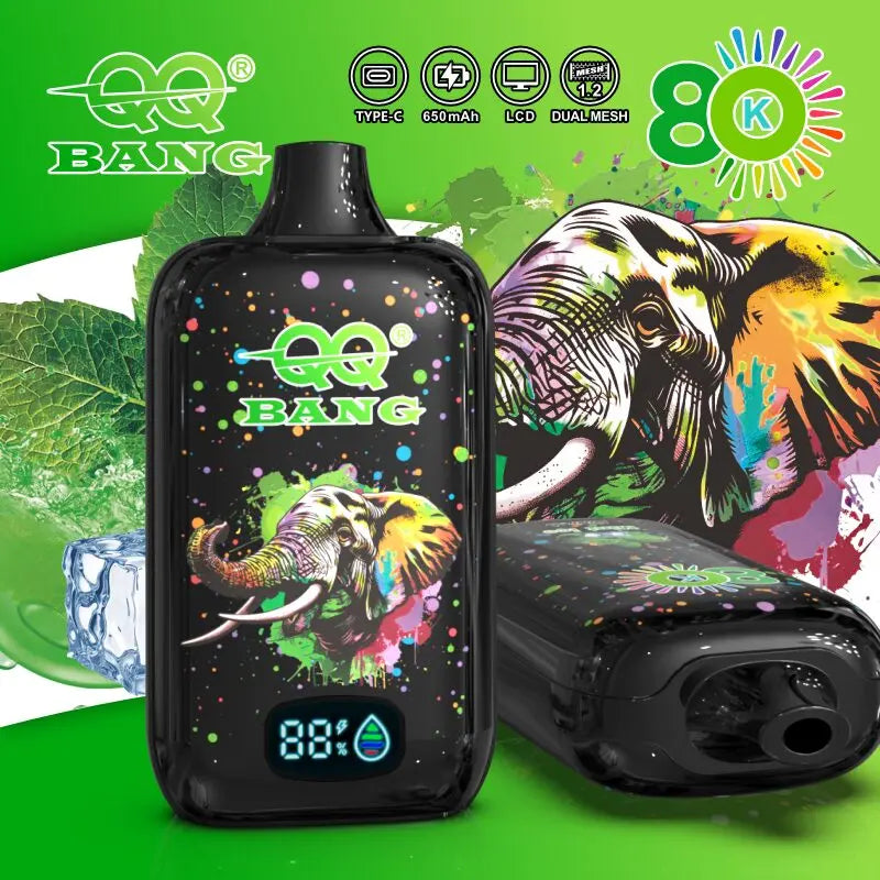 QQ Bang 80K Disposable Vape|Type-C Rechargeable LCD Display E-Cigarette