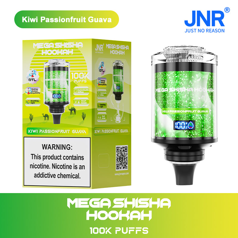 JNR Mega Shisha Hookah 100000 100K Puffs Large Capacity LED Display Disposable Vape