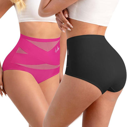 🔥Buy 1 Get 2 Free (3 PCS)✨Plus-Size High-Waist Cross Tummy Control Panties