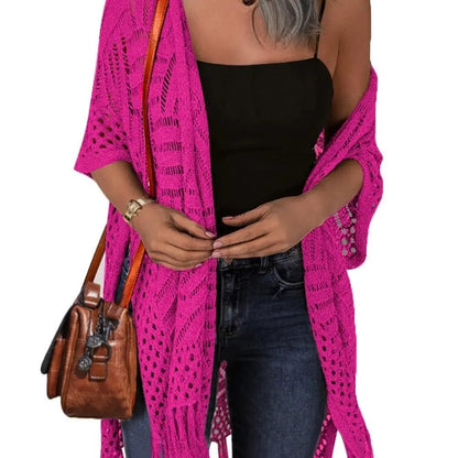 🥳2026 HOT SALE🥳💞50K+ SOLD!🌸☀️ 50% OFF! Oversized Knit Cardigan – Lightweight crochet tassel kimono for spring & summer. Breathable viscose‑nylon blend – no itch, no cling – layer over anything! 🧶✨