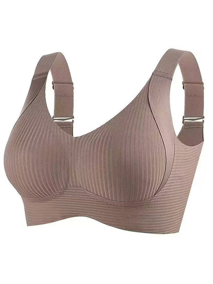 🌷 50% OFF – LIMITED TIME! 💕Subtle Striped Seamless Bra with W-Support ✨ Wire-Free Lift & Unmatched Comfort