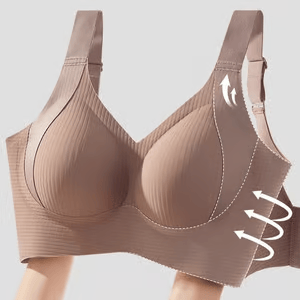 🌷 50% OFF – LIMITED TIME! 💕Subtle Striped Seamless Bra with W-Support ✨ Wire-Free Lift & Unmatched Comfort