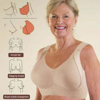 🌷 50% OFF – LIMITED TIME! 💕Subtle Striped Seamless Bra with W-Support ✨ Wire-Free Lift & Unmatched Comfort