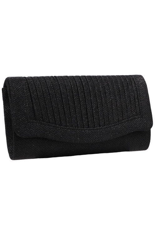 Pleated Shimmer Chain Strap Clutch