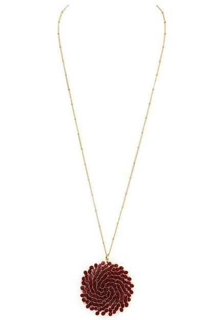 Glass Bead Circle Pendant Necklace