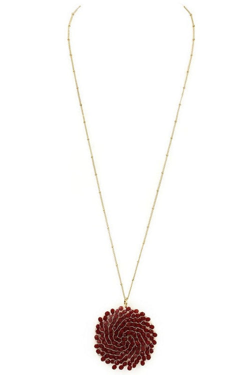 Glass Bead Circle Pendant Necklace