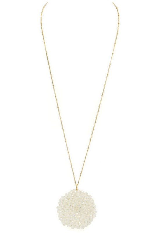 Glass Bead Circle Pendant Necklace