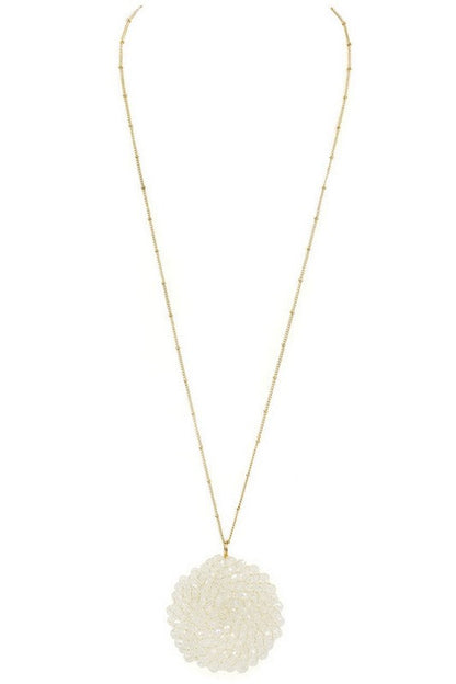 Glass Bead Circle Pendant Necklace